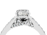 White gold Emerald Cut Diamond Solitaire Ring with Pavé Band and Prong Setting_4