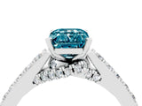White gold Emerald Cut Diamond Solitaire Ring with Pavé Band and Prong Setting_4