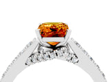 White gold Emerald Cut Diamond Solitaire Ring with Pavé Band and Prong Setting_4