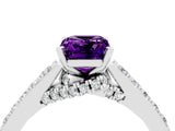 White gold Emerald Cut Diamond Solitaire Ring with Pavé Band and Prong Setting_4