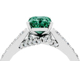 White gold Emerald Cut Diamond Solitaire Ring with Pavé Band and Prong Setting_4