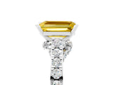 White gold Emerald Cut Diamond Solitaire Ring with Pavé Band and Prong Setting_5