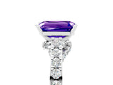 White gold Emerald Cut Diamond Solitaire Ring with Pavé Band and Prong Setting_5