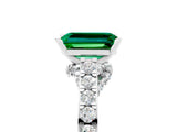 White gold Emerald Cut Diamond Solitaire Ring with Pavé Band and Prong Setting_5
