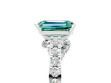 White gold Emerald Cut Diamond Solitaire Ring with Pavé Band and Prong Setting_5