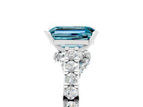 White gold Emerald Cut Diamond Solitaire Ring with Pavé Band and Prong Setting_5