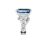 White gold Emerald Cut Diamond Solitaire Ring with Pavé Band and Prong Setting_5