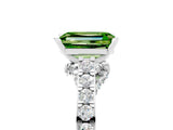 White gold Emerald Cut Diamond Solitaire Ring with Pavé Band and Prong Setting_5