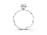 White gold Emerald Cut Diamond Solitaire Ring with Pave Band and Four Prong Setting_250
