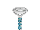 White gold Emerald Cut Diamond Solitaire Ring with Round with Blue Topaz side stone Pavé Band and Prong Setting_29