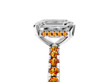 White gold Emerald Cut Diamond Solitaire Ring with Round with Citrine side stone Pavé Band and Four-Prong Setting_41