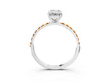 White gold Emerald Cut Diamond Solitaire Ring with Round with Citrine side stone Pavé Band and Prong Setting_15