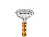 White gold Emerald Cut Diamond Solitaire Ring with Round with Citrine side stone Pavé Band and Prong Setting_26