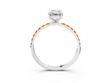 White gold Emerald Cut Diamond Solitaire Ring with Round with Citrine side stone Pavé Band and Prong Setting_27