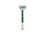 White gold Emerald Cut Diamond Solitaire Ring with Round with Emerald side stone Pavé Band and Four-Prong Setting_38