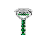 White gold Emerald Cut Diamond Solitaire Ring with Round with Emerald side stone Pavé Band and Four-Prong Setting_5