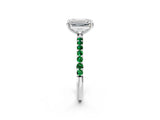 White gold Emerald Cut Diamond Solitaire Ring with Round with Emerald side stone Pavé Band and Prong Setting_26