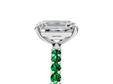 White gold Emerald Cut Diamond Solitaire Ring with Round with Emerald side stone Pavé Band and Prong Setting_29
