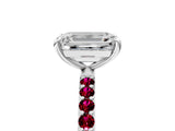 White gold Emerald Cut Diamond Solitaire Ring with Round with Garnet side stone Pavé Band and Prong Setting_52