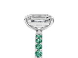 White gold Emerald Cut Diamond Solitaire Ring with Round with Green Sapphire side stone Pavé Band and Prong Setting_17