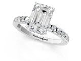 White gold Emerald Cut Diamond Solitaire Ring with Round with Moissanite side stone Pavé Band and Four-Prong Setting_13