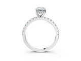 White gold Emerald Cut Diamond Solitaire Ring with Round with Moissanite side stone Pavé Band and Four-Prong Setting_27