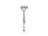 White gold Emerald Cut Diamond Solitaire Ring with Round with Moissanite side stone Pavé Band and Four-Prong Setting_38
