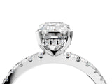 White gold Emerald Cut Diamond Solitaire Ring with Round with Moissanite side stone Pavé Band and Four-Prong Setting_40