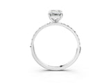White gold Emerald Cut Diamond Solitaire Ring with Round with Moissanite side stone Pavé Band and Prong Setting_3