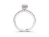White gold Emerald Cut Diamond Solitaire Ring with Round with Morganite side stone Pavé Band and Four-Prong Setting_27