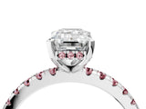 White gold Emerald Cut Diamond Solitaire Ring with Round with Morganite side stone Pavé Band and Four-Prong Setting_28