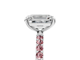 White gold Emerald Cut Diamond Solitaire Ring with Round with Morganite side stone Pavé Band and Prong Setting_26