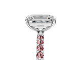 White gold Emerald Cut Diamond Solitaire Ring with Round with Morganite side stone Pavé Band and Prong Setting_29
