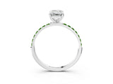 White gold Emerald Cut Diamond Solitaire Ring with Round with Peridot side stone Pavé Band and Prong Setting_21