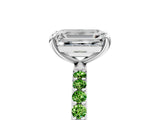 White gold Emerald Cut Diamond Solitaire Ring with Round with Peridot side stone Pavé Band and Prong Setting_23