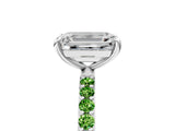 White gold Emerald Cut Diamond Solitaire Ring with Round with Peridot side stone Pavé Band and Prong Setting_23