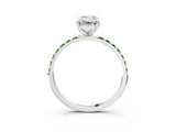 White gold Emerald Cut Diamond Solitaire Ring with Round with Peridot side stone Pavé Band and Prong Setting_33