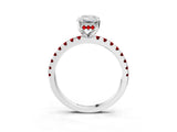 White gold Emerald Cut Diamond Solitaire Ring with Round with Ruby side stone Pavé Band and Four-Prong Setting_27