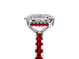 White gold Emerald Cut Diamond Solitaire Ring with Round with Ruby side stone Pavé Band and Four-Prong Setting_41