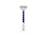 White gold Emerald Cut Diamond Solitaire Ring with Round with Tanzanite side stone Pavé Band and Prong Setting_14