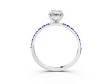 White gold Emerald Cut Diamond Solitaire Ring with Round with Tanzanite side stone Pavé Band and Prong Setting_15