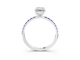 White gold Emerald Cut Diamond Solitaire Ring with Round with Tanzanite side stone Pavé Band and Prong Setting_22
