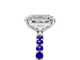 White gold Emerald Cut Diamond Solitaire Ring with Round with Tanzanite side stone Pavé Band and Prong Setting_29