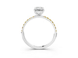 White gold Emerald Cut Diamond Solitaire Ring with Round with Yellow Sapphire side stone Pavé Band and Prong Setting_39