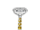 White gold Emerald Cut Diamond Solitaire Ring with Round with Yellow Sapphire side stone Pavé Band and Prong Setting_53