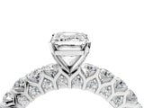 White gold Emerald Cut Diamond Solitaire Ring with Shared Prong Pavé Band and Four-Prong Setting_133