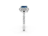 White gold Emerald Cut Diamond Solitaire Ring with Shared Prong Pavé Band_2