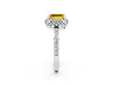 White gold Emerald Cut Diamond Solitaire Ring with Shared Prong Pavé Band_2