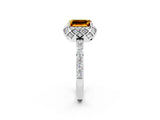 White gold Emerald Cut Diamond Solitaire Ring with Shared Prong Pavé Band_2