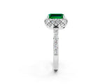 White gold Emerald Cut Diamond Solitaire Ring with Shared Prong Pavé Band_2